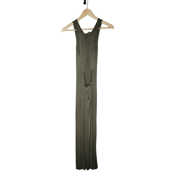 Olive Lace Back Maxi Dress From PLT - Picture 5 of 8